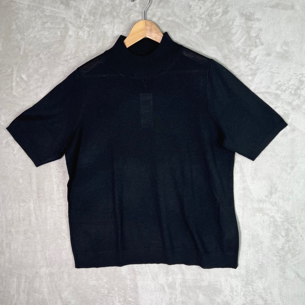 Eileen Fisher Mock Turtleneck Top/Sweater Merino Wool Black Size XL-NWT $178